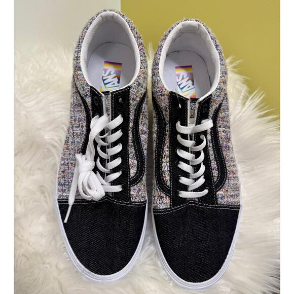 VANS 2024 Old Skool Pride Rainbow Tweed Sparkle Black Denim Shoes Mens Sz 12 - Picture 5 of 13